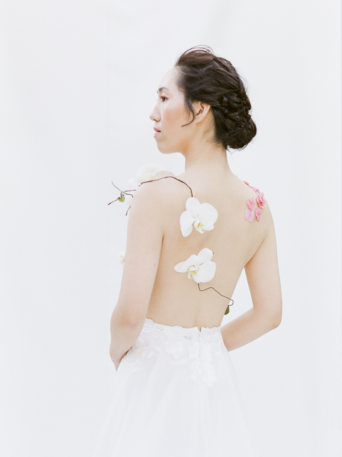 By Bhavika Bridal fashion summer pink hydrangeas and white orchids
